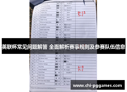 英联杯常见问题解答 全面解析赛事规则及参赛队伍信息